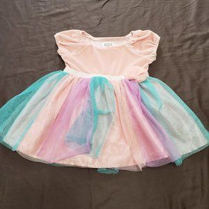 Suede Dress Tutu Princess Ballerina Glitter Band Flower Colourful 9 - 12 Month